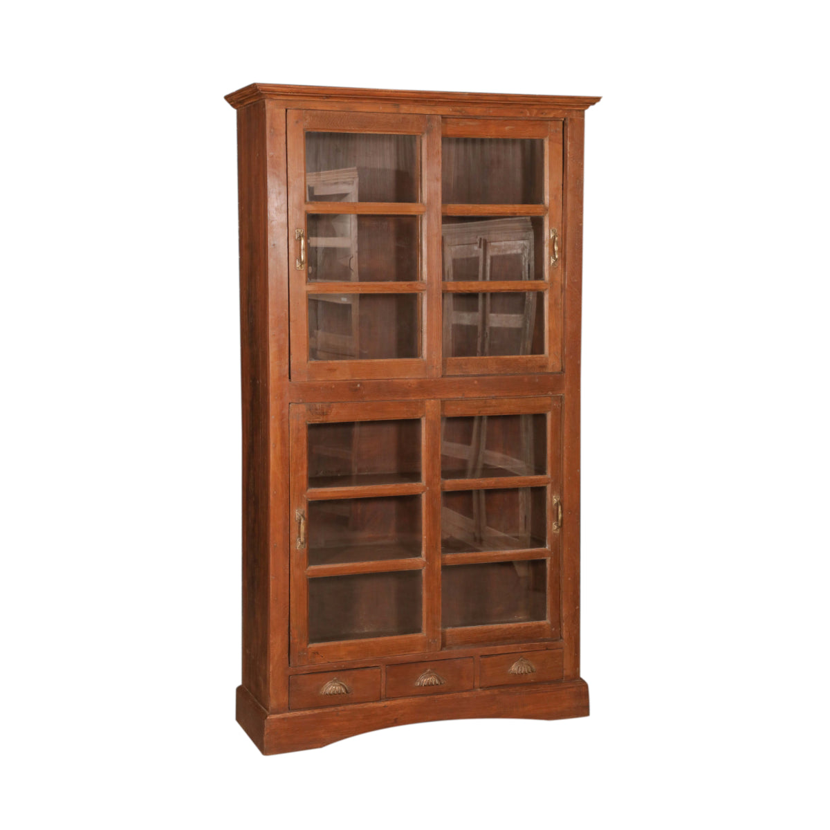 Armoire en bois de teck fabriquée à la main avec verre