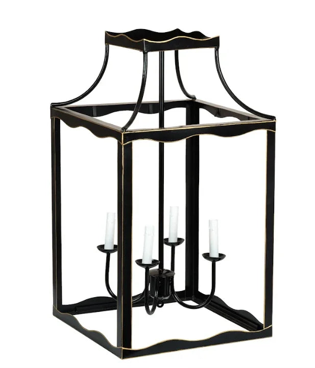 Grande lanterne noire et dorée
