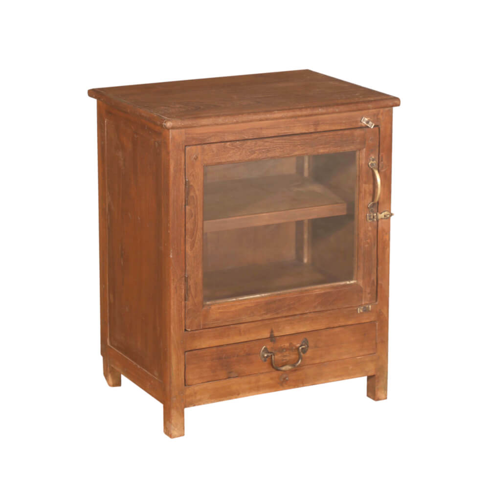 Petite armoire en teck avec verre