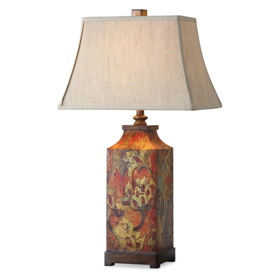 Lampe de table à fleurs colorées