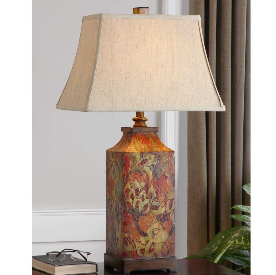 Lampe de table à fleurs colorées