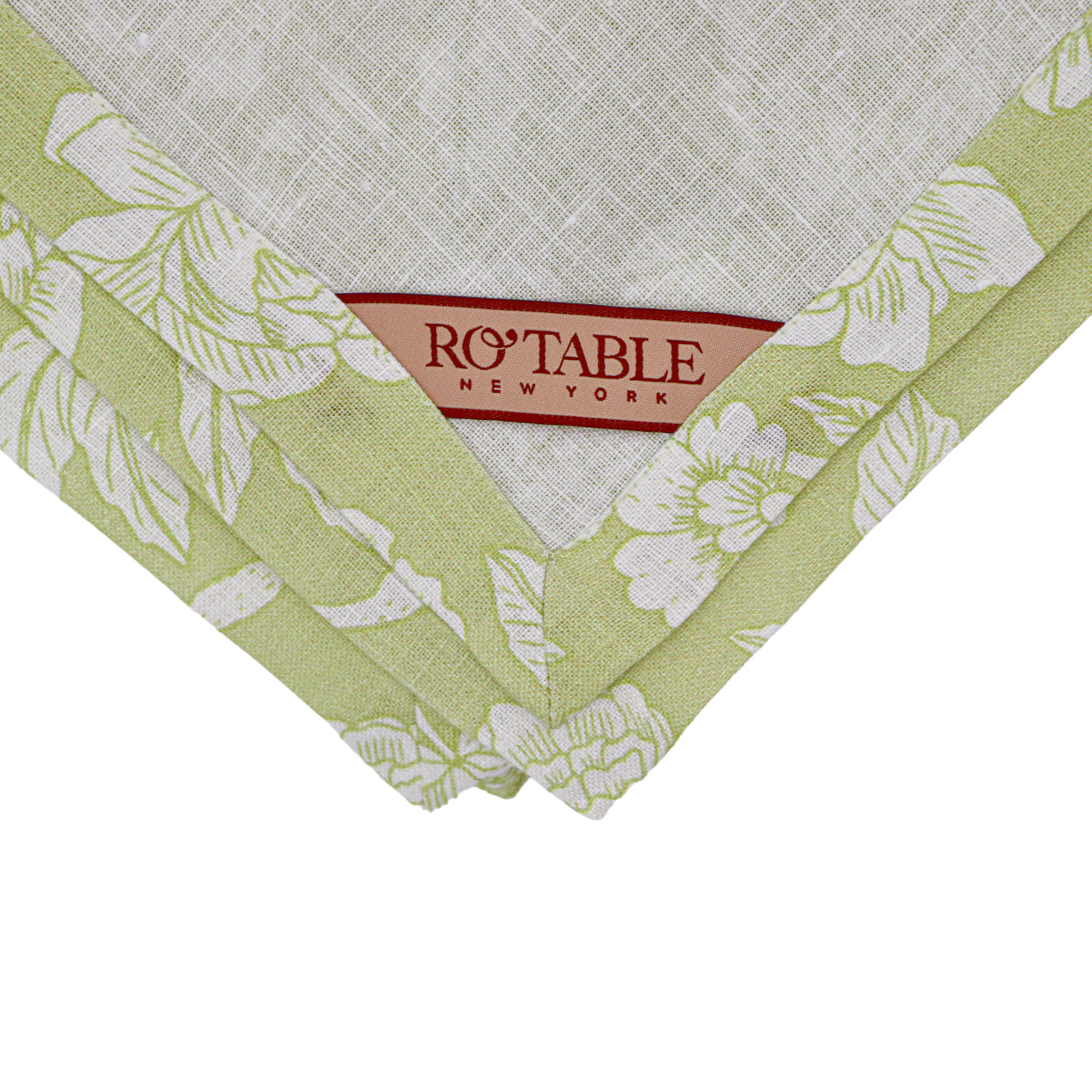 Nappe en lin Eden Flora Parlour en vert et blanc