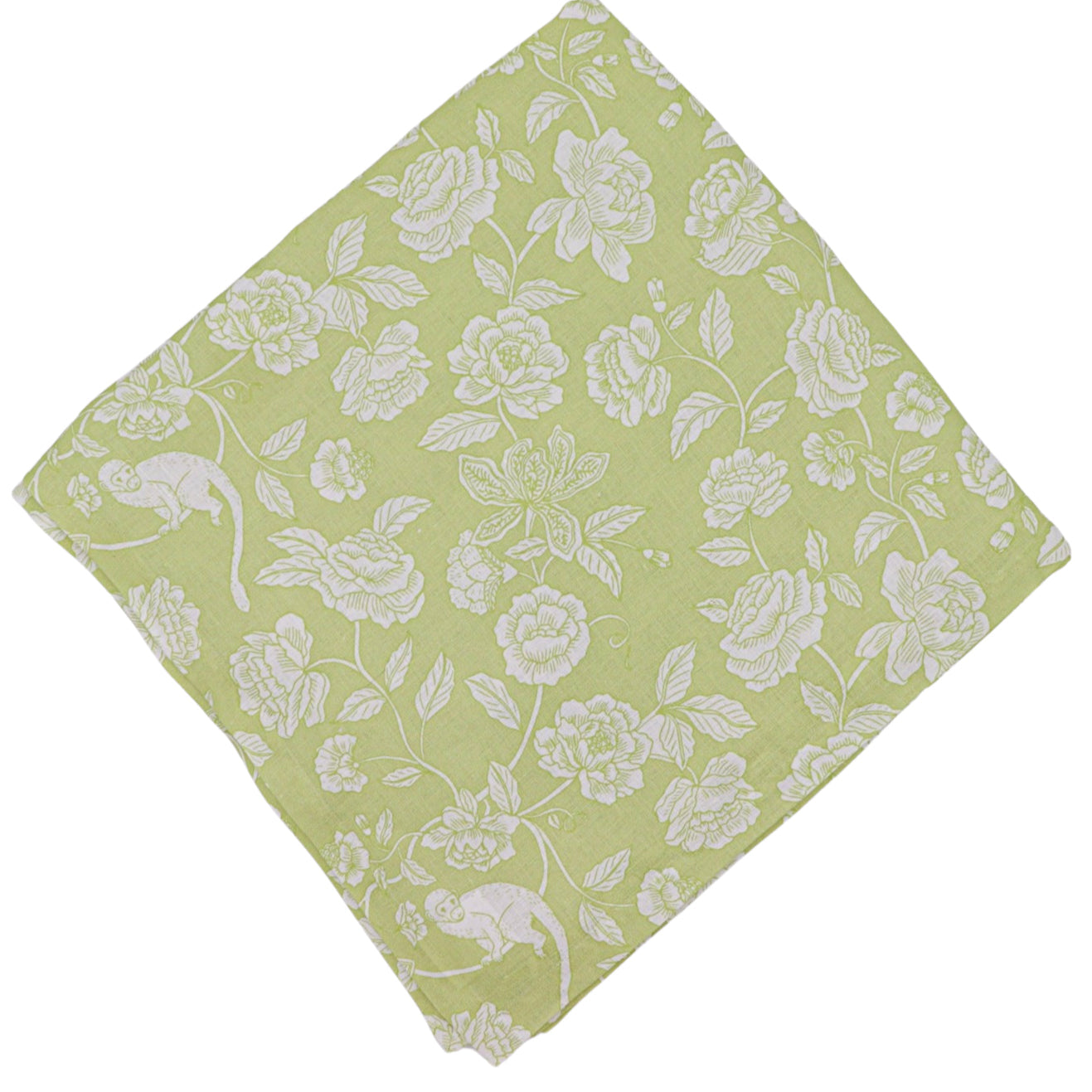 Nappe en lin Eden Flora Parlour en vert et blanc