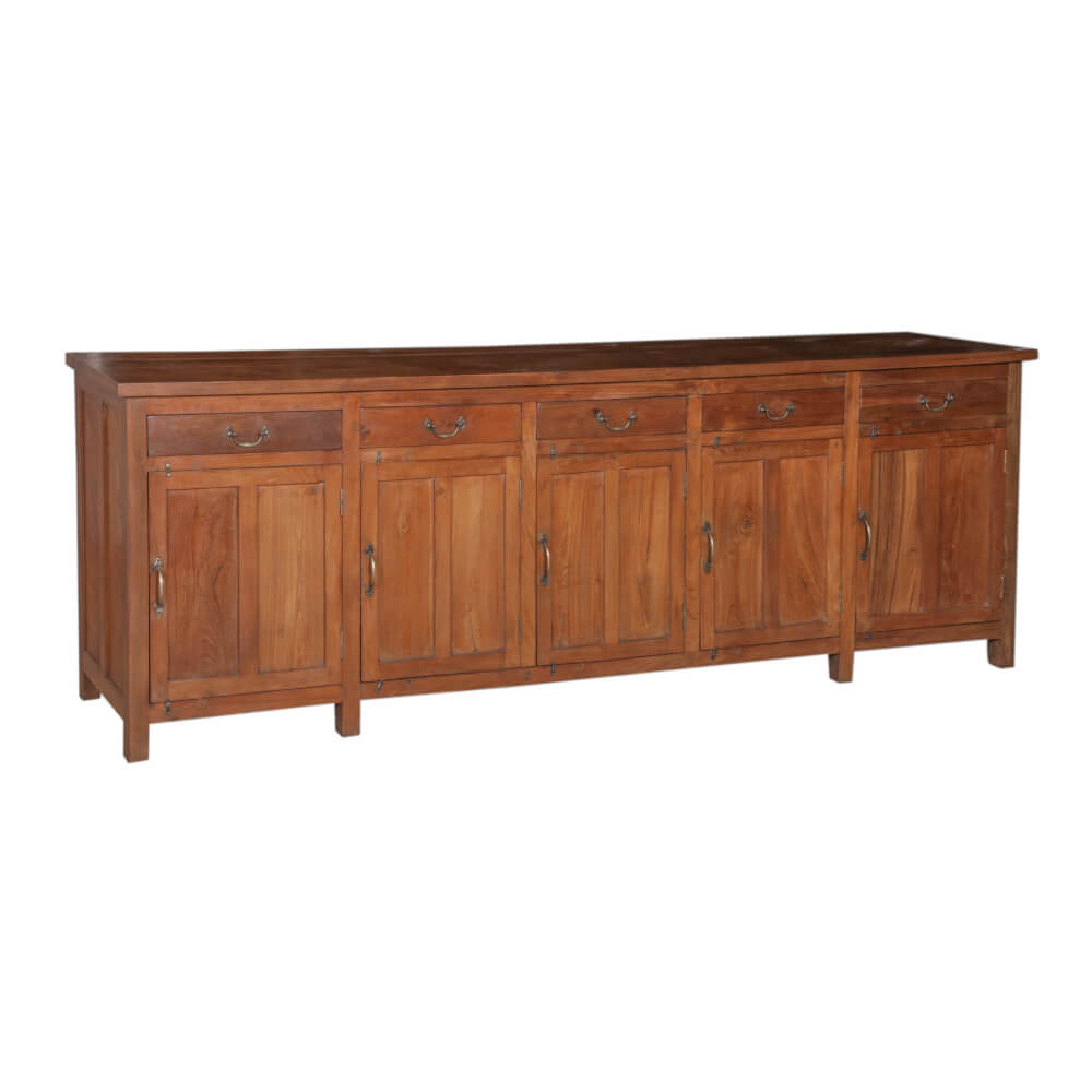 Buffet en bois à 5 portes et tiroirs