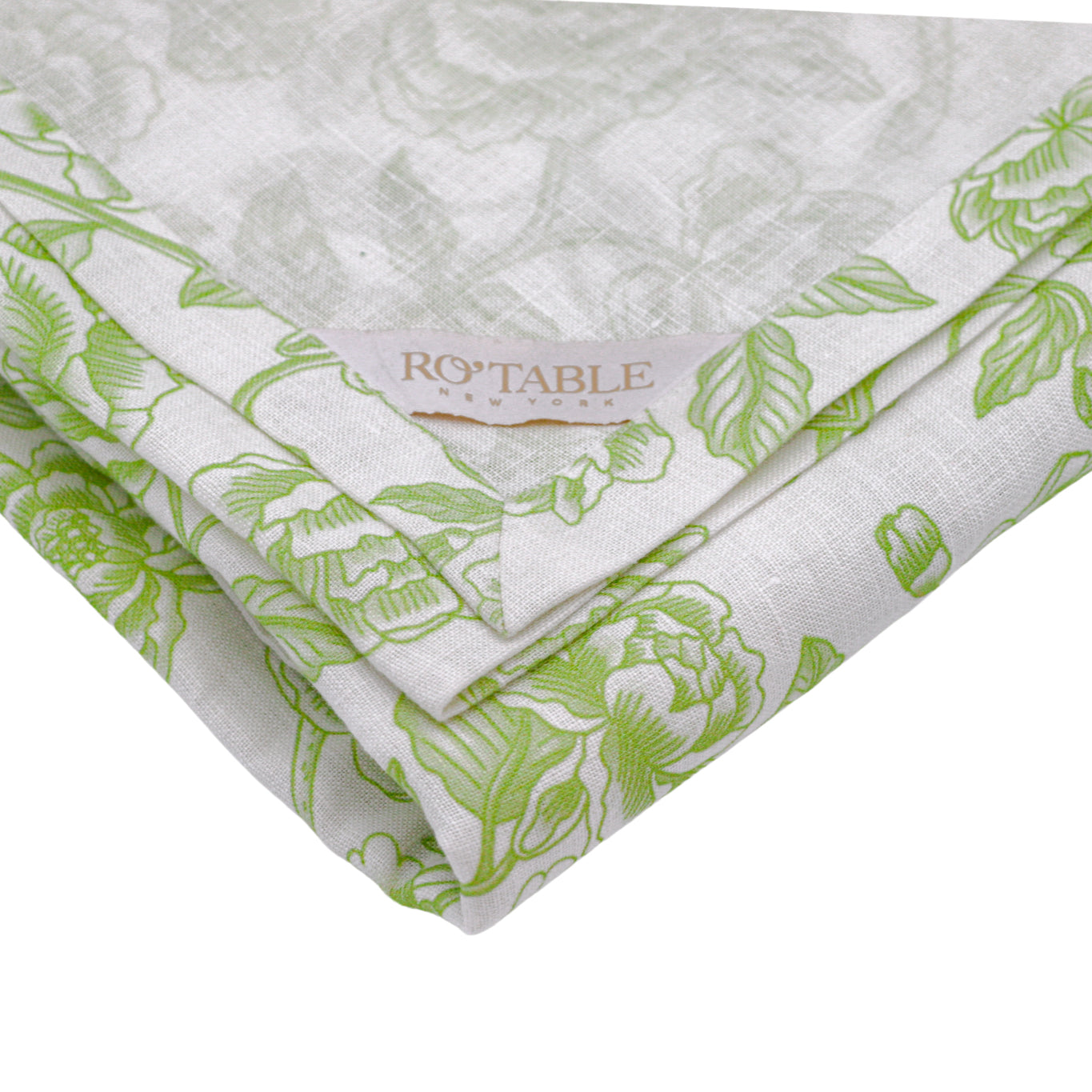 Nappe en lin Ivory Flora Parlour en vert et blanc