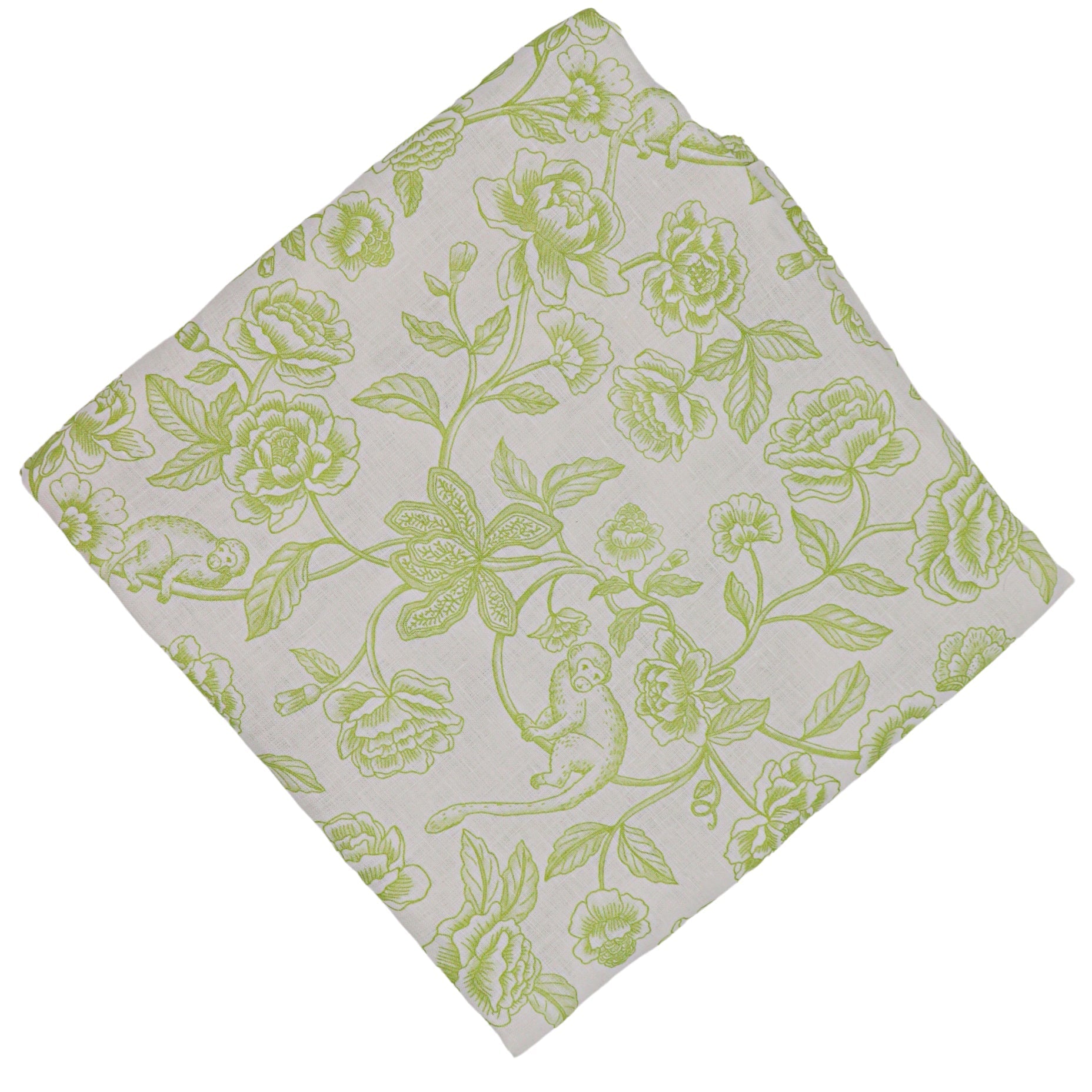 Nappe en lin Ivory Flora Parlour en vert et blanc