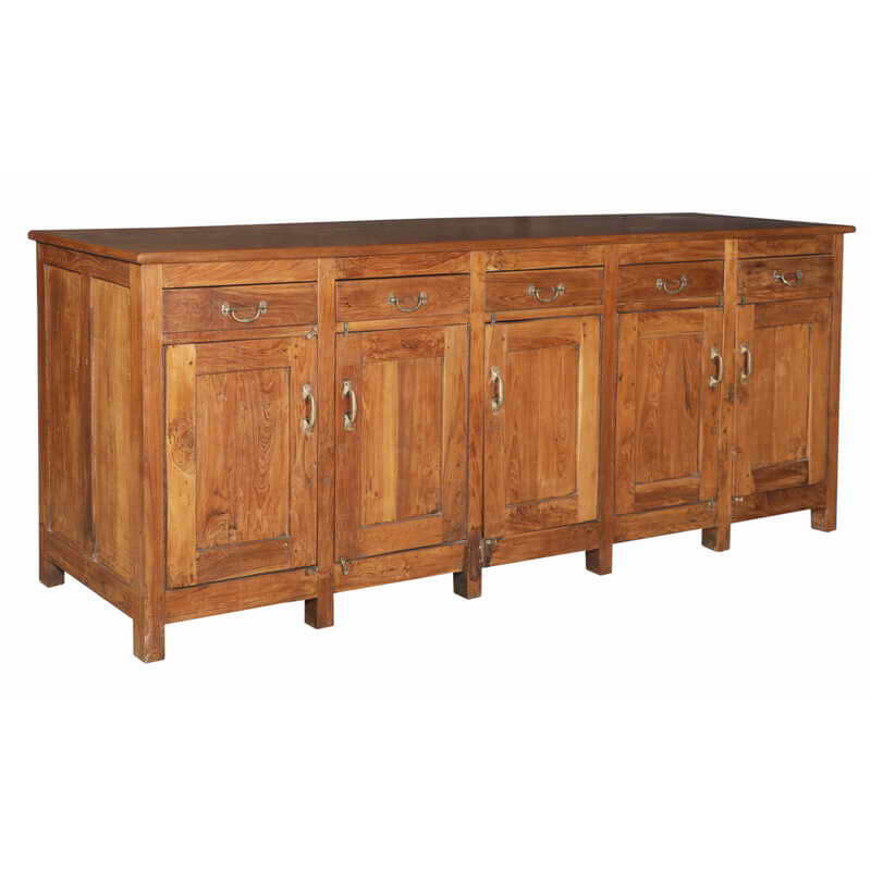 Buffet en bois à 5 portes et tiroirs