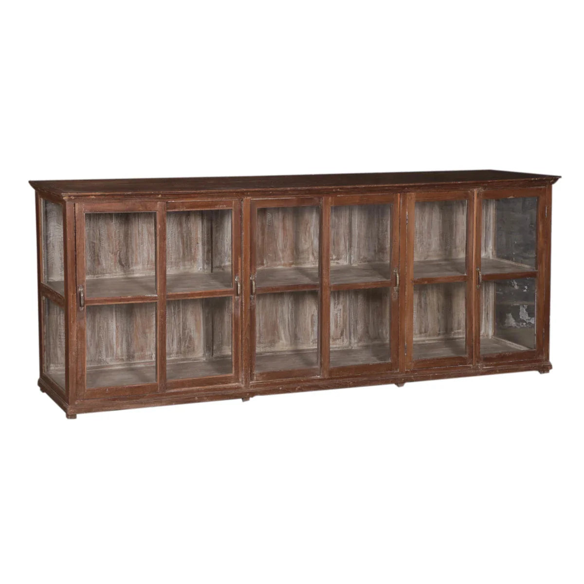 Vitrine en bois de teck fabriquée à la main