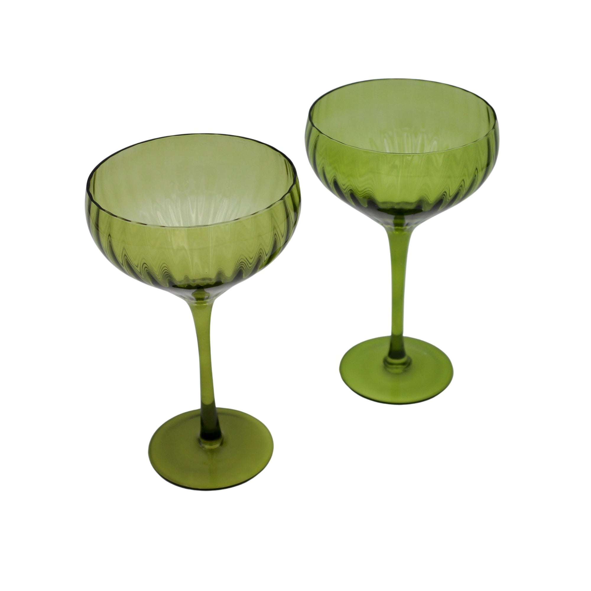 Verres à coupe côtelés verts texturés (lot de 4)