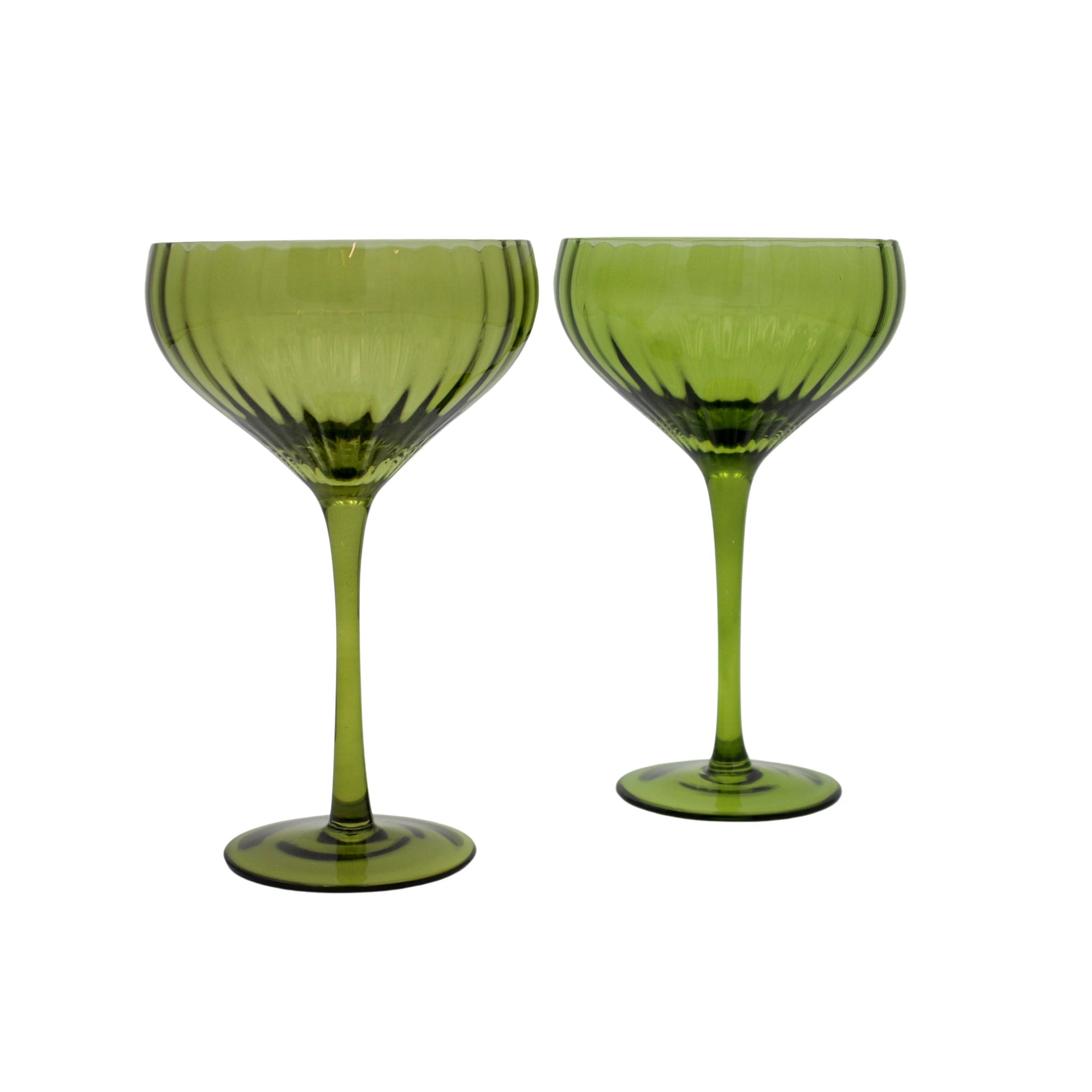Verres à coupe côtelés verts texturés (lot de 4)