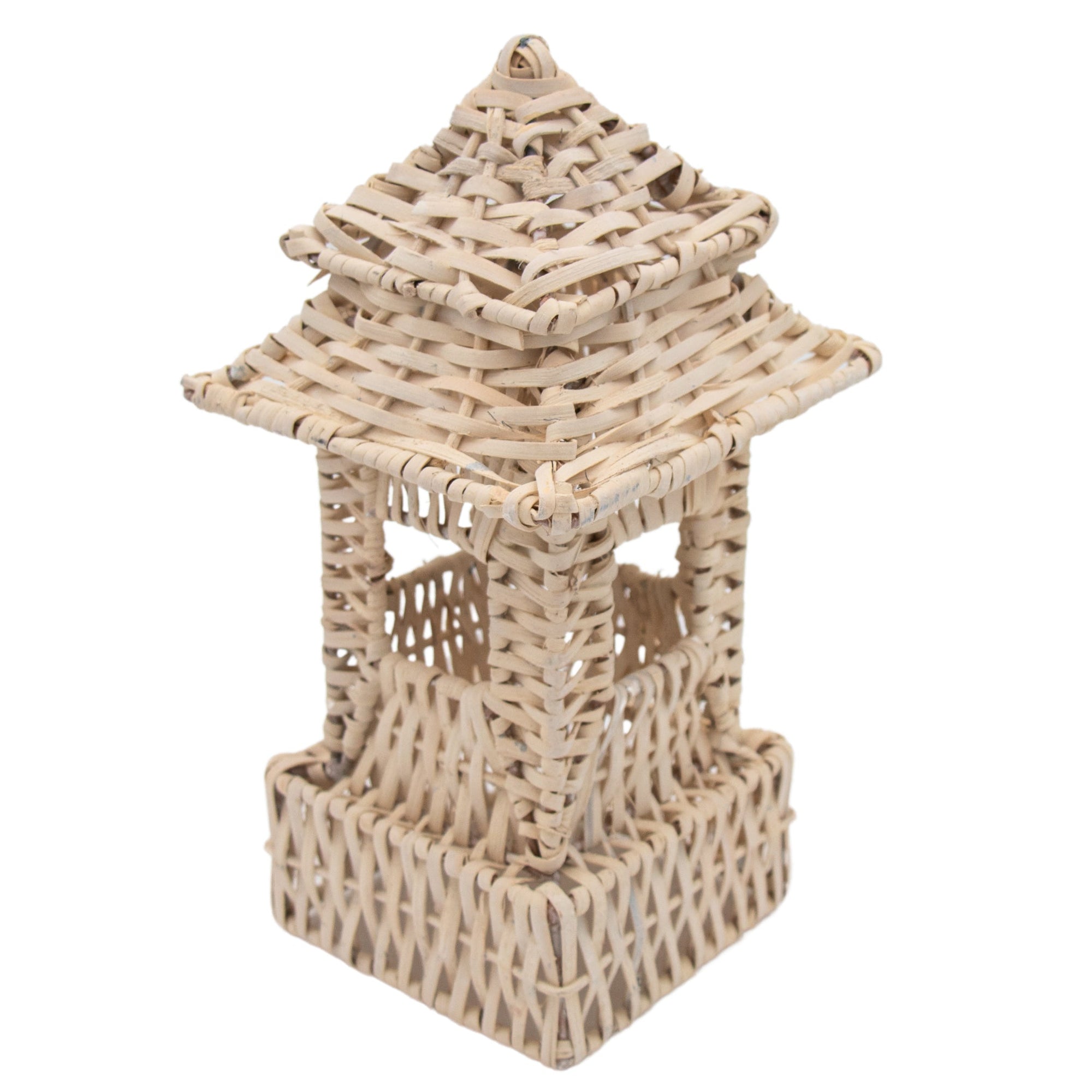 Petite pagode en rotin tressé à la main, blanche (lot de 2)