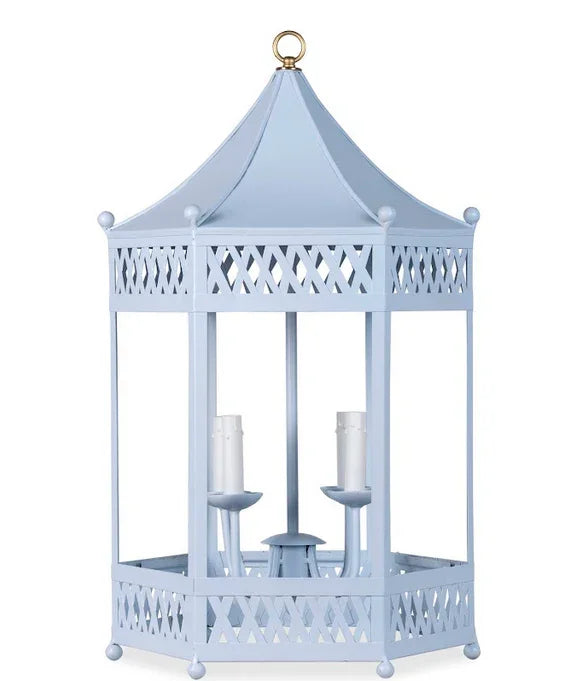 Lustre lanterne pagode bleu pâle